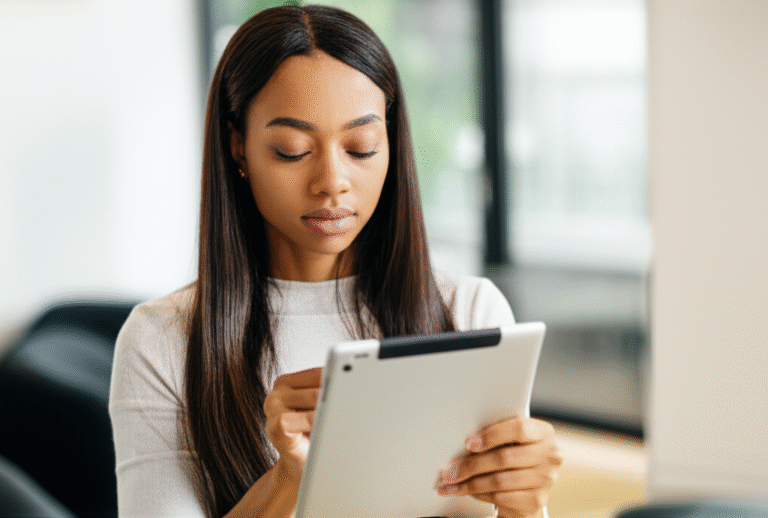 Comparação Inteligente de Preços Mulher analisando gráfico de comparação de preços online