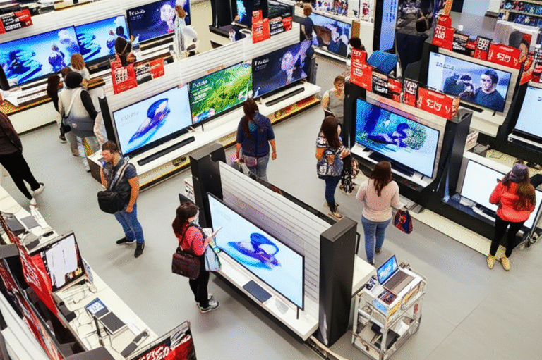 Black Friday Eletrônicos Pessoas comprando eletrônicos na Black Friday