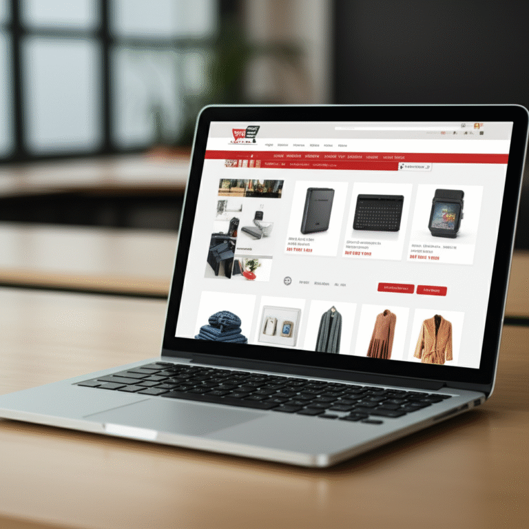 Diversidade de Ofertas Online Laptop mostrando uma tela com várias ofertas de produtos em um mercado de troca online